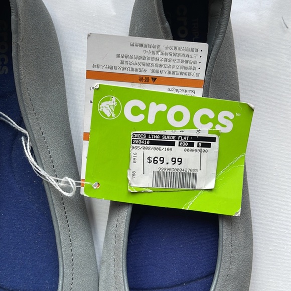 crocs lina suede flat size  W9 grey NWT - Picture 2 of 5